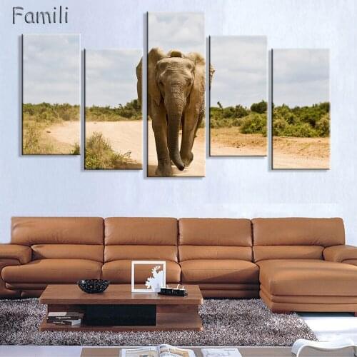 5Pcs/set Elephant Canvas Painting Home Decoration Living Room Print Painting Wall Art Picture Modern Canvas Prints Frameless
