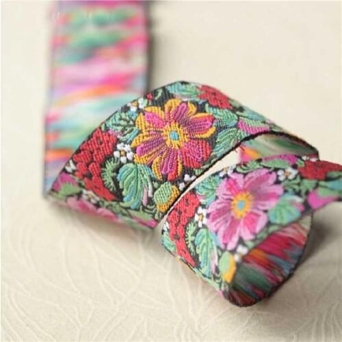 5meters/lot width 2.1CM Cotton vintage embroidery flowers ethnic ribbon lace diy window cloth sewing decorative ribbon A206
