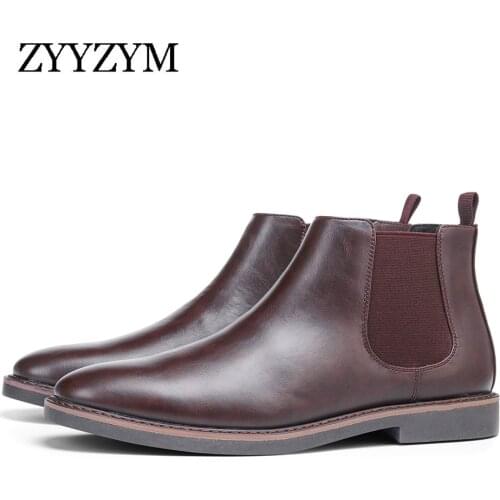ZYYZYM Mens Chelsea Boots Fashion Casual Leather Retro Business Boot KD5233
