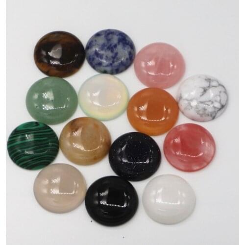 10pcs / Lot 25mm Natural Stone Beads Round Loose Beads Cabochon Cameo Fit Pendant for Jewelry Accessories