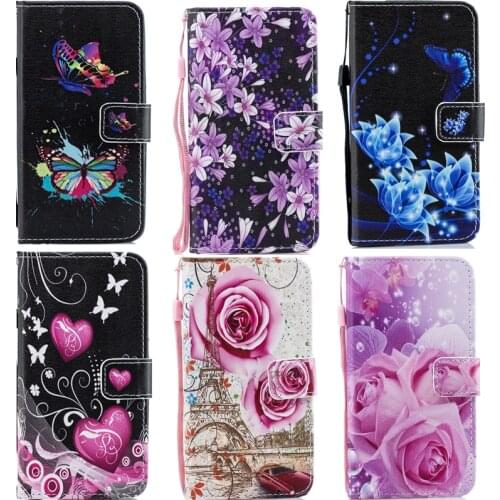 PU Leather Wallet Case for Samsung Galaxy A70 A50 A40 A30 A40 A10 M30 M20 M10 S10 Plus S10e Flower Butterfly Cat Cover