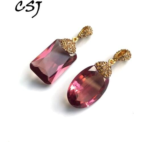 CSJ Zultanite Pendant Necklace Big Stone 20*30mm Created Sultanite Color Change Fine Jewelry Women Wedding gift