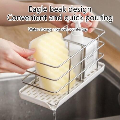 Kitchen Sink Caddy Brush Sponge Holder Stainless Steel Organizer Drainer Rack