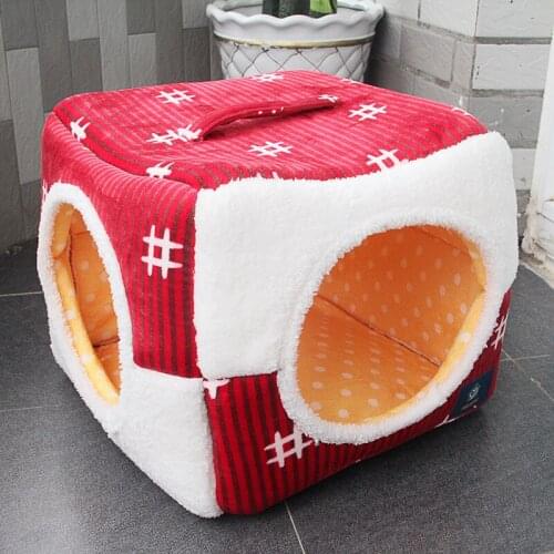 Two-in-one Sofa Nest and Pet House Warm Soft Sleeping Bed Pad For Pet Breathable Cat House Dog Sleeping Washable Mat Blanket