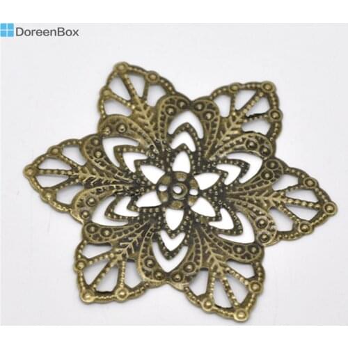Doreen Box Lovely 30 Bronze Tone Filigree Flower Wraps Connectors 57mm (B14283)