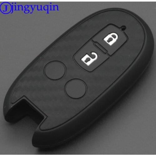 Jingyuqin 2 Buttons Remote Carbon Silicone Car Key Case Cover For Suzuki SX4 2007-2012 Vitara Swifts Smart Key