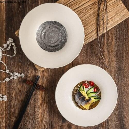Creative Japanese Plate Soup Plate Ceramic Tableware Cuisine Dim Sum Plate Hotel Grill Plate Sushi Plate Vegetable Plate