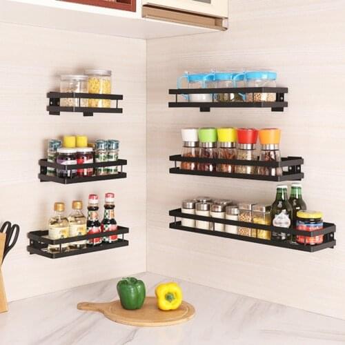 Kitchen Organizer Storage Wall Shelf Spice Rack Punch Free High Quality Storage Shelves Rack Bathroom Accessories 20-50cm