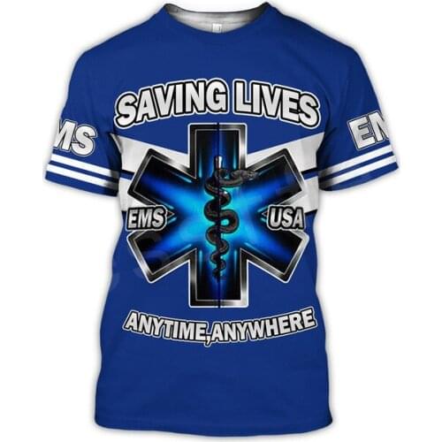 LIASOSO Graphic T-shirts Emergency Medical Technician EMT EMS Paramedic personalizer name Unisex 3D Print t shirts