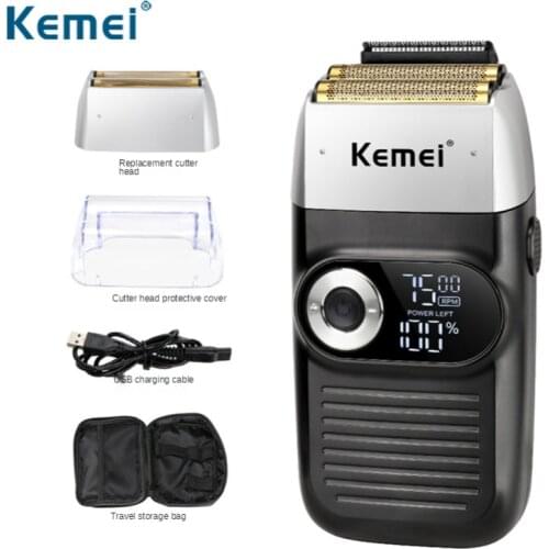 Kemei KM-2026 Mens Electric Shaver Reciprocating USB Full Body Washing and Charging Sideburn Hair Clipper Hairstylist