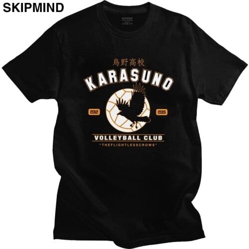 Fashion Mens Haikyuu Karasuno Volleybal Club Eagle T Shirt Short Sleeved Cotton T-shirt Summer Japanese Manga Tee Clothing Gift