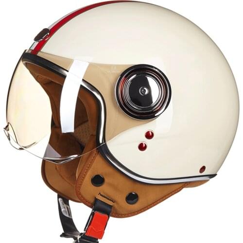 Motorcycle Helmet 3/4 Open Face Vintage Casco Moto Men Retro Scooter Helmet Summer Moto Motorbike Riding Helmet Casque Moto 110B