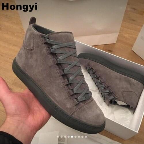 New Arrival Suede Leather Lace Up Male Cool High Top Casual Shoes High Quality Mens Sneakers zapatos de hombre Plus Size 46