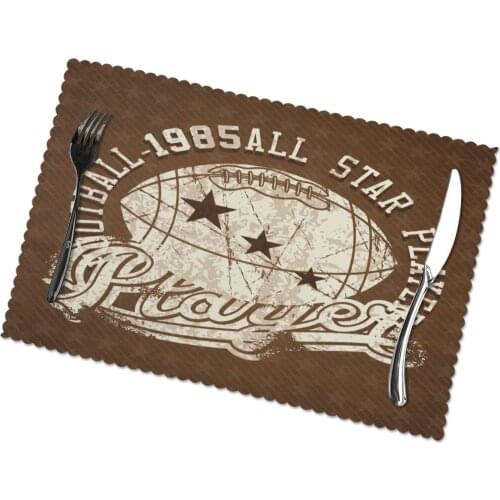 Set of 6 American Football Placemats for Dining Table Place Mat in Kitchen Accessories Cup Wine Mat