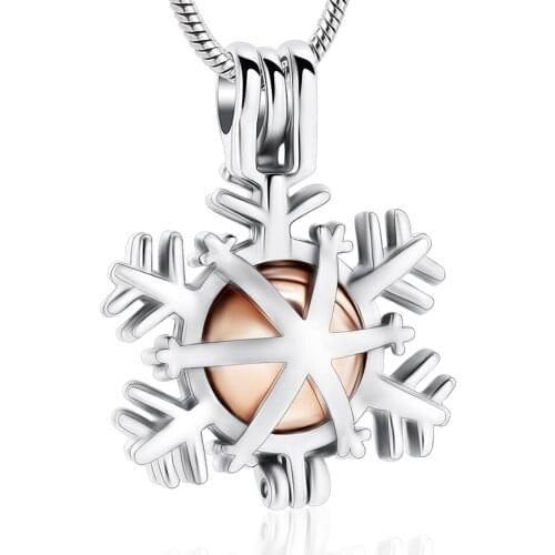 Cremation Necklace Urn for Ashes Keepsake Holder Memorial Jewelry Stainless Steel Snowflakes Shape Urn Jewelry(only pendant)