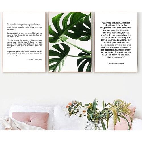 For What its Worth Quote Inspiring Print Scott Fitzgerald Poem Poster Green Leaf Wall Art Canvas Painting Picture Home Decor