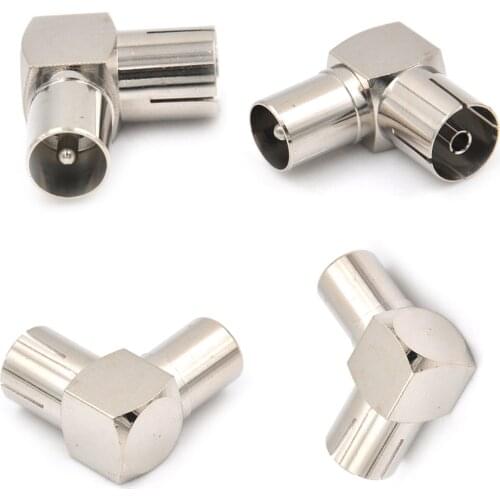 Practical TV Male Plug To F Female Jack 90 Degrees Head Right Angled Bending Type Cable TV Antenna Connector 1pcs