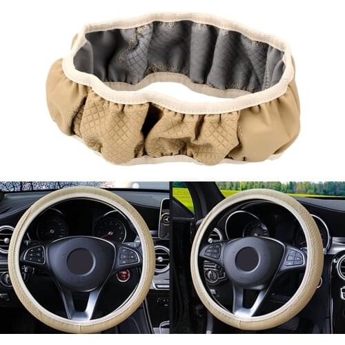 LEEPEE Anti-Slip Auto Steering- wheel Cover Car Steering Wheel Cover Embossing Leather Universal PU Microfiber