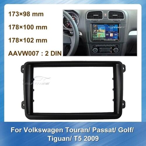 2Din Car Radio Fascia For Volkswagen Touran Passat Golf Tiguan T5 2009 Car Audio Frame DVD Fascia Panel CD Dash Interior Trim