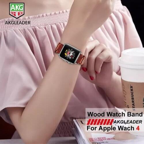 Natural Wood Watch Strap For Apple Watch Series 4 40mm 44mm iWatch Band For Apple Watch Series 1 2 3 4 38mm 42mm Watchbands