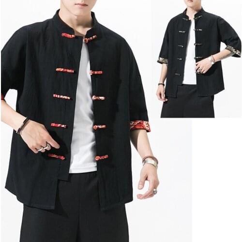 Fashion Hip Hop Traditional Chinese Style Half Sleeve Vintage Shirt Men Large Size Streetwear for Male Shirt Blouse Shirts 5Xl