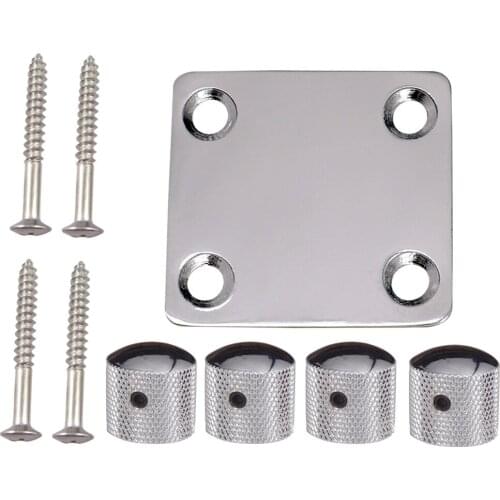 Silver Guitar Tone Volume Control Knobs with Neck Plate for Electric Guitar Parts
