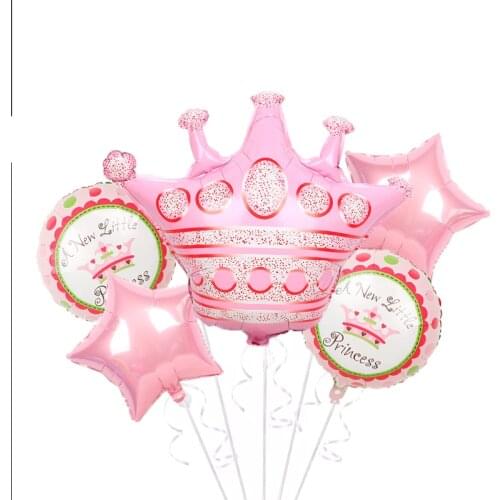 1 Set Blue Pink Crown Birthday Balloons Helium Number Foil Balloon for Baby Boy Girl 1st Birthday Party Decorations Kids Shower