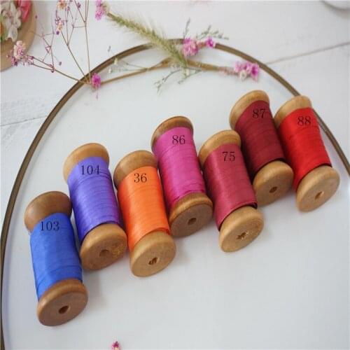 7mmX10m/roll by woodenspool 100% pure silk embroidery ribbon thin taffeta silk ribbon habotai hand dyed silk satin ribbon