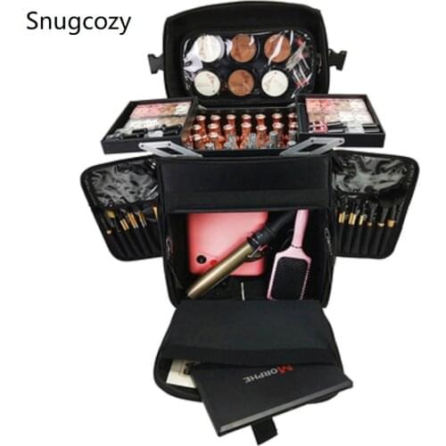 Snugcozy Multifunction Makeup artist Rolling Luggage Professional and lightweight Manicure Beauty Hairdressing Makeup Suitcase