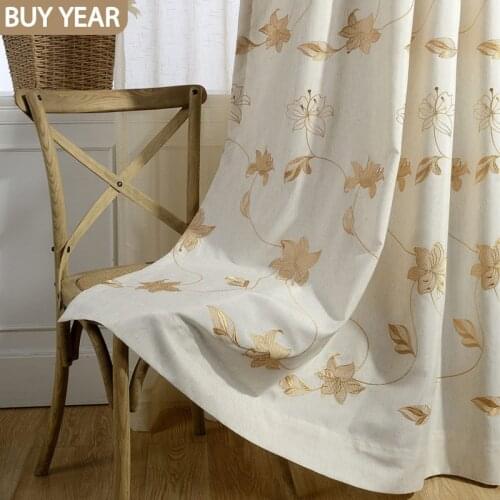 Modern Curtains for Living Dining Room Bedrooms Pastoral Style Curtains Cotton Embroidered Fabrics Curtains Customized Products
