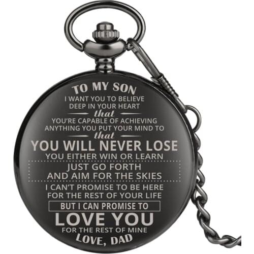 Special To My Son Series Quartz Pocket Watch Retro for Women Men Classic Pocket Watches Durable Alloy Gift for Pocket Watch