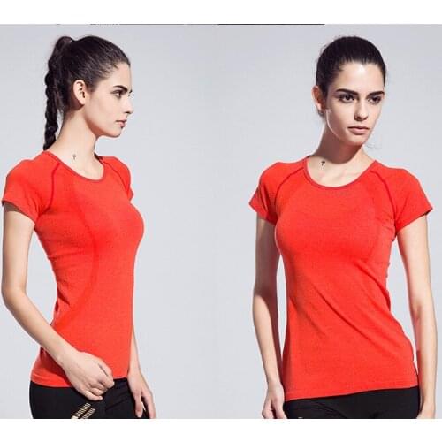 Gym T shirt Compression Tights Short Sleeve Gym Dry Quick T-shirts women sport running Breathable fitness women tees tops