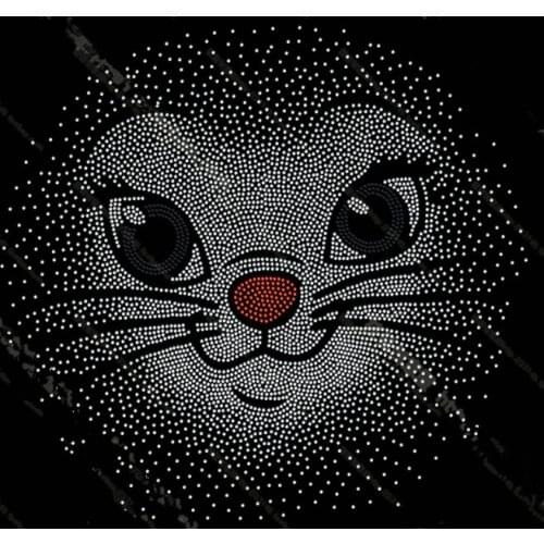 2pc/lot big cat garment decor iron on transfer patches hot fix rhinestone transfer motifs fixing rhinestones