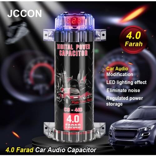 4.0 Farad Car Audio Capacitor Super Power Amplifier Subwoofer Modified with Lights LED Voltage Display 3F Filter Capacitors