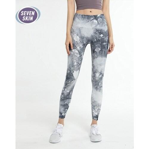 SEVEN SKIN High Waist Fitness Womens Leggings Seamless Elastic Naked-Feel Printing Yoga Pants Gym Running Sport Workout Tights