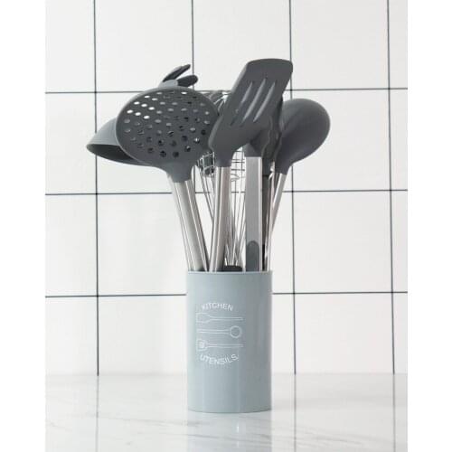 1SET Silicone Kitchen Utensil Nonstick Utensils Cooking Tool Spoon Soup Ladle Turner Spatula Tong Cookware Baking Gadget OK 1200