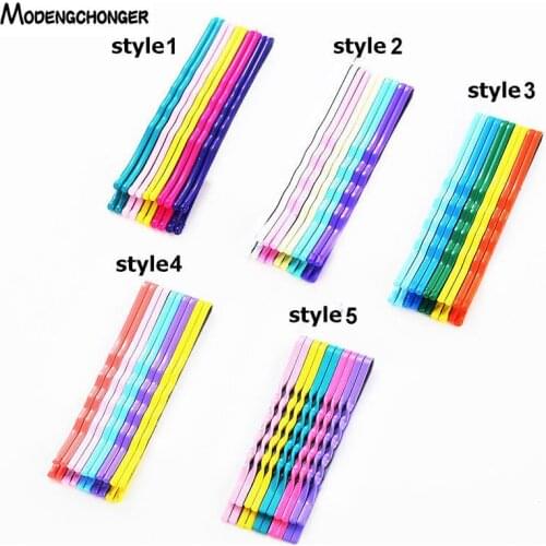 10/14pcs Hairpins For Girls Hair Clips Hair Styling Spiral Side Color Clip Metal Wave Flat Barrettes Bobby Pins Hair Accessories