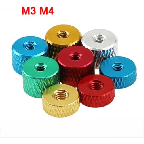 10Pcs M3 M4 High Type Round Nut Aluminium Alloy Knurled Thumb Nuts Hand Grip Knobs Nuts