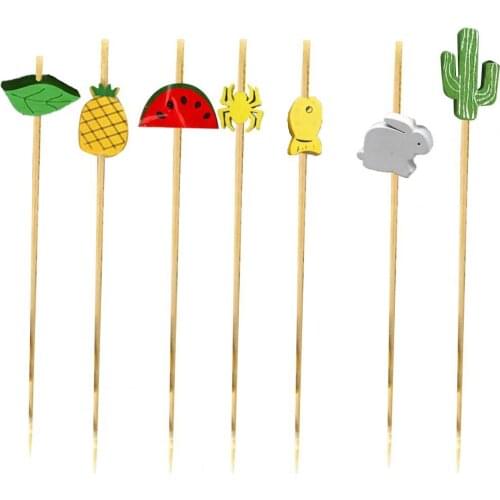 100Pcs/Bag Bamboo Picks Eco-friendly Anti-deform Bamboo Cocktail Picks for Bar Fruit Fork Dessert Salad Sticks Party Supplies