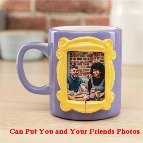 New 2 In 1 Friends Tv Show Photo Frame Coffee Mug Creative Can Put Friends Photos Monica Door Frame Milk Juice Water Ceramic Cup
