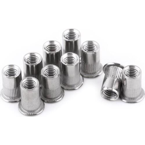 20Pcs M3-M8 Stainless Steel Blind Rivet Nuts Flat Head Threaded Insert Rivet Nut Screw Repair Tool Accessorries