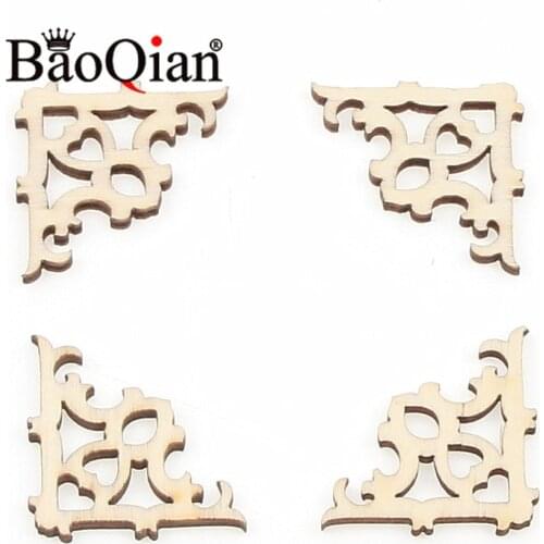 30pcs/lot Natural Wooden Scrapbook 40x25mm Book Corner Photo Frame Protective Cover Diy Home Decoration Crafts