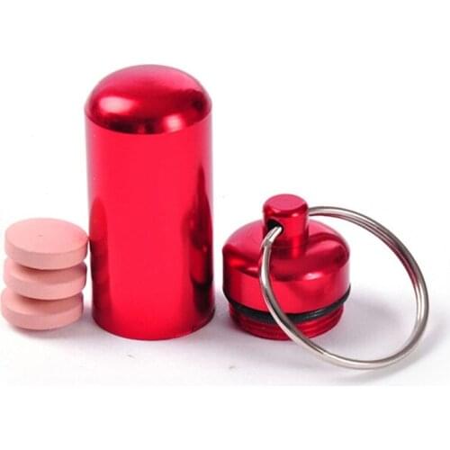 300 pcs/lot WaterProof Pill Case Drug Micro Metal Aluminum Pill Box Color Mix Keychain Pill Holder