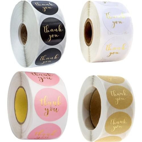 500pcs Round Labels Kraft Paper Thank You Sticker Dragees Candy Bag Flower Gift Box Cake Boxes and Packaging Wedding Stickers