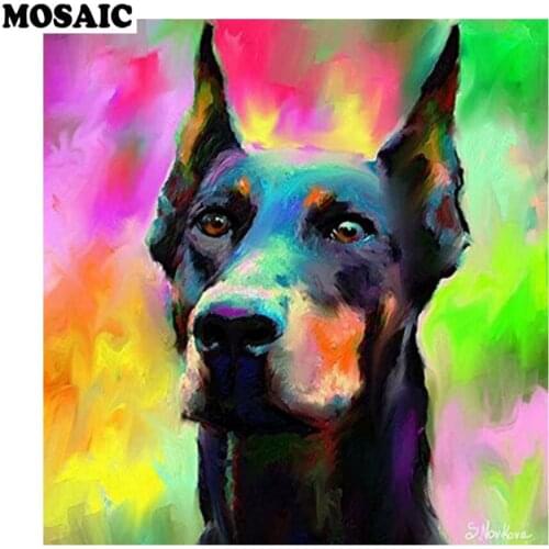 5D DIY Diamond Painting Full Square Doberman Dog Cross Stitch Diamond Embroidery 3D Dog Painting Pattern Rhinestone Mosaic decor