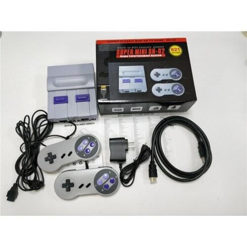 8Bit Mini HD TV Retro Family Video Game Console Handheld Built-in 821 Classic for SNES Games Dual Gamepad Player PAL&NTSC