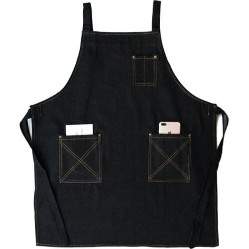 Barista hairdresser denim apron shoulder strap Korean fashion overalls