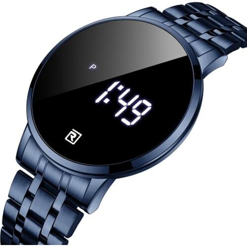 Black Blue Touch Screen Quartz Watch Stainless Steel Waterproof Watches Luxury Brand Luminous Business Date Mens Clock