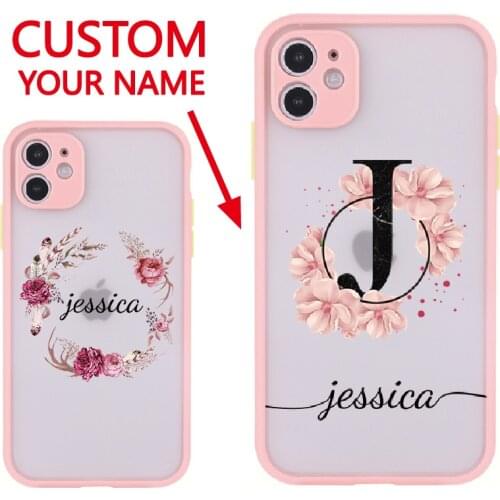 Custom Personalization Name Vintage Flower Phone Case For iPhone 12 11 Pro Max XS Max XR 8Plus Camera Protection Back Cover