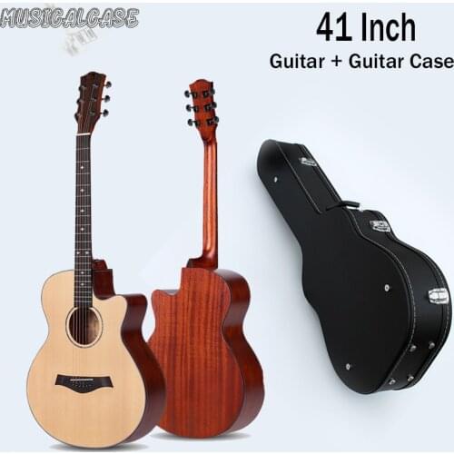 Guitar + Guitar Case Classic Acoustic Guitar 41 inches 6 Strings Acoustic Guitar Wooden Guitar board guitar